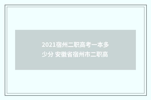 2021宿州二职高考一本多少分 安徽省宿州市二职高