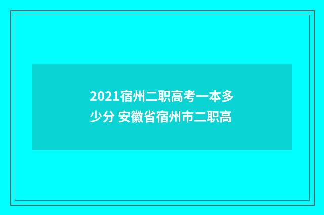 2021宿州二职高考一本多少分 安徽省宿州市二职高