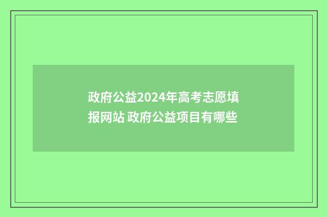 政府公益2024年高考志愿填报网站 政府公益项目有哪些