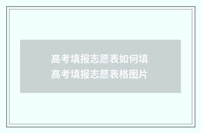高考填报志愿表如何填 高考填报志愿表格图片
