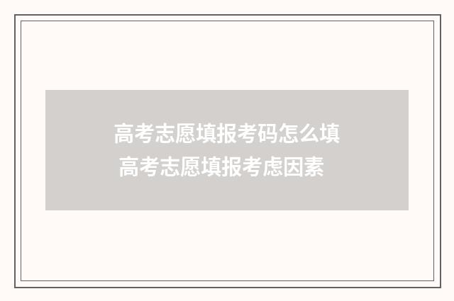 高考志愿填报考码怎么填 高考志愿填报考虑因素