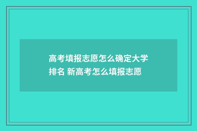 高考填报志愿怎么确定大学排名 新高考怎么填报志愿