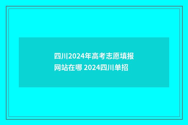 四川2024年高考志愿填报网站在哪 2024四川单招