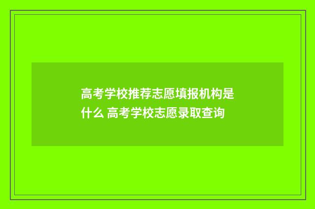 高考学校推荐志愿填报机构是什么 高考学校志愿录取查询