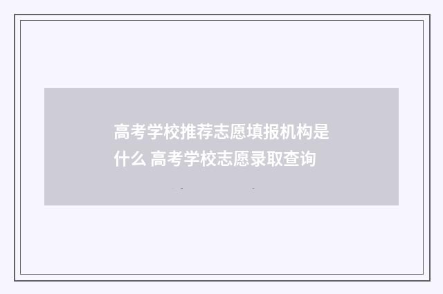 高考学校推荐志愿填报机构是什么 高考学校志愿录取查询