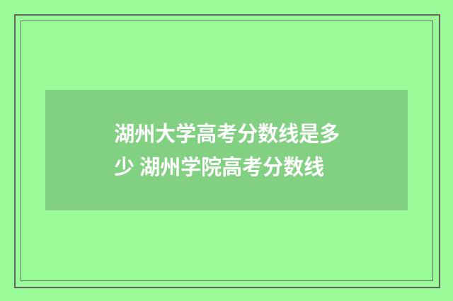湖州大学高考分数线是多少 湖州学院高考分数线