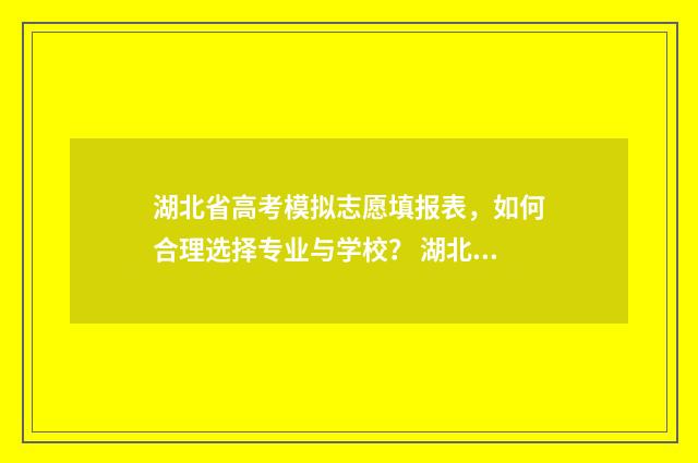 湖北省高考模拟志愿填报表，如何合理选择专业与学校？ 湖北省高考模拟志愿填报系统