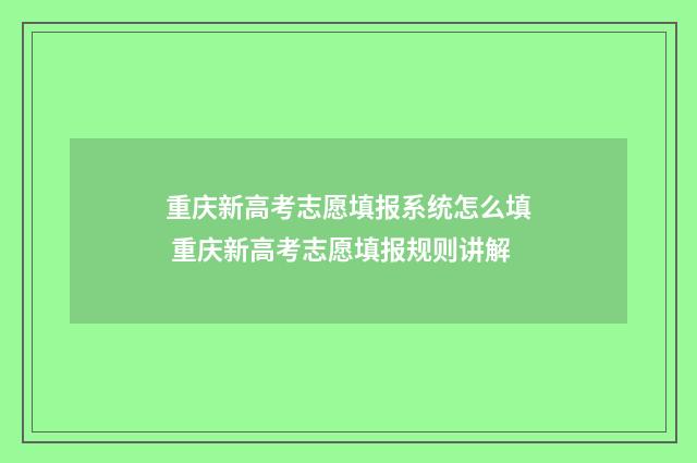 重庆新高考志愿填报系统怎么填 重庆新高考志愿填报规则讲解