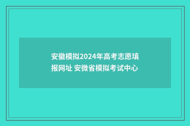 安徽模拟2024年高考志愿填报网址 安微省模拟考试中心