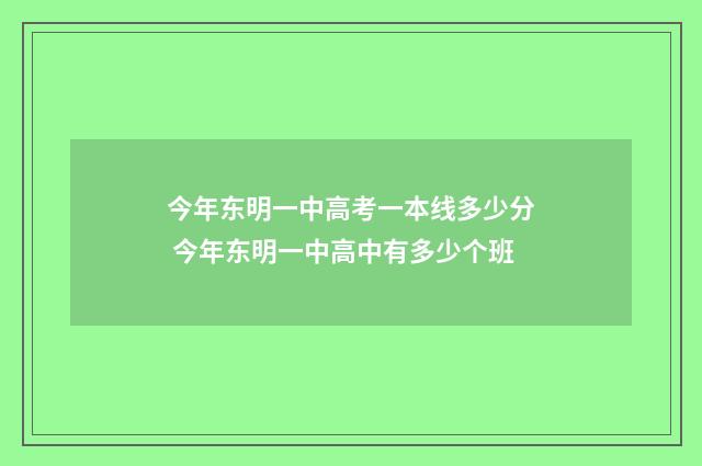 今年东明一中高考一本线多少分 今年东明一中高中有多少个班
