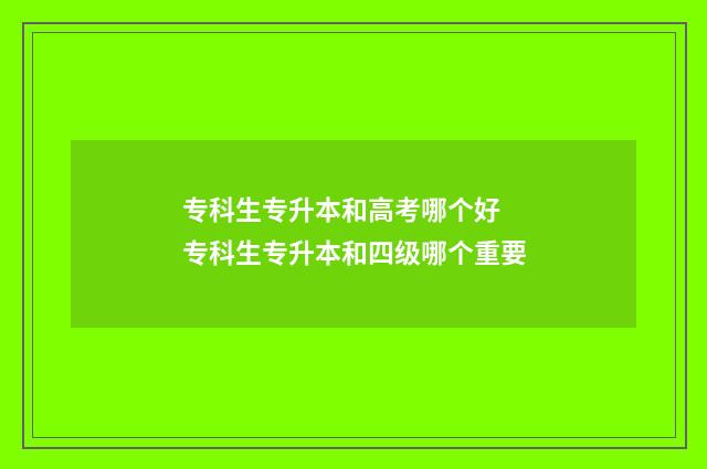 专科生专升本和高考哪个好 专科生专升本和四级哪个重要