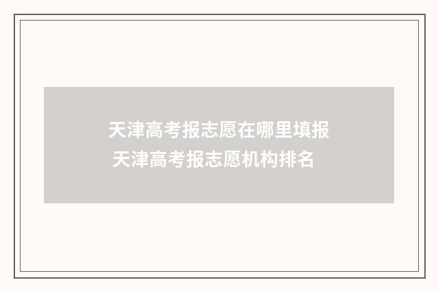 天津高考报志愿在哪里填报 天津高考报志愿机构排名