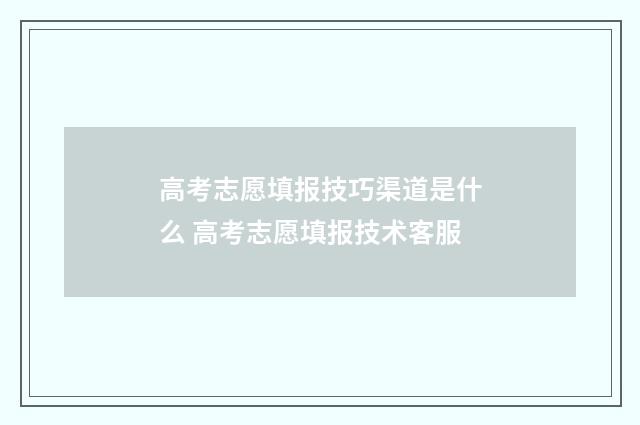 高考志愿填报技巧渠道是什么 高考志愿填报技术客服