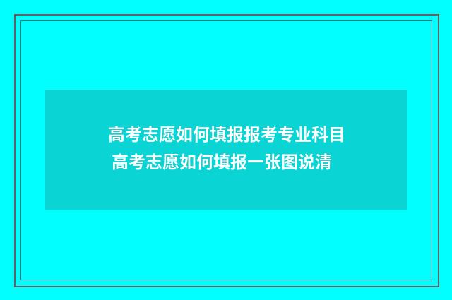 高考志愿如何填报报考专业科目 高考志愿如何填报一张图说清