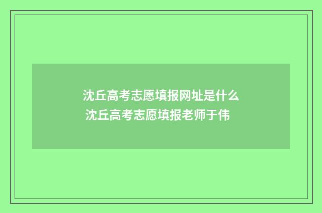 沈丘高考志愿填报网址是什么 沈丘高考志愿填报老师于伟