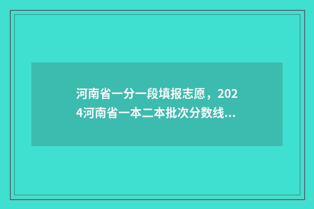 河南省一分一段填报志愿，2024河南省一本二本批次分数线 河南省一分一段表查询