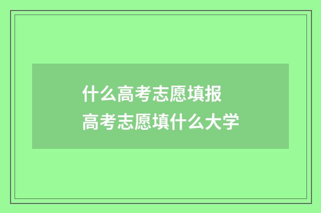 什么高考志愿填报 高考志愿填什么大学