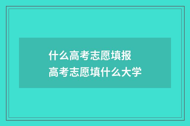 什么高考志愿填报 高考志愿填什么大学