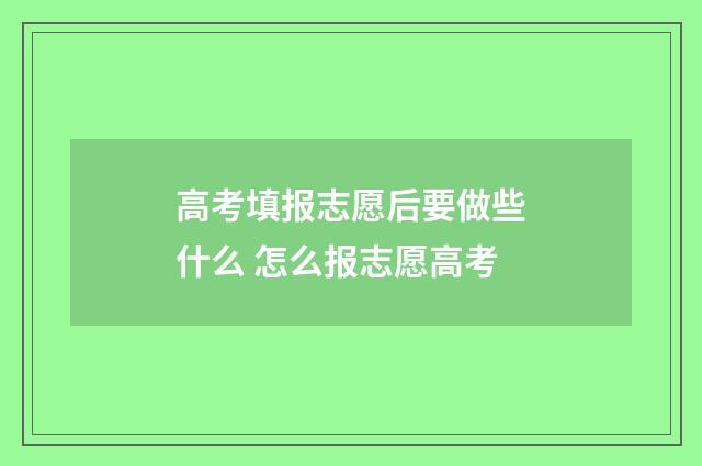 高考填报志愿后要做些什么 怎么报志愿高考