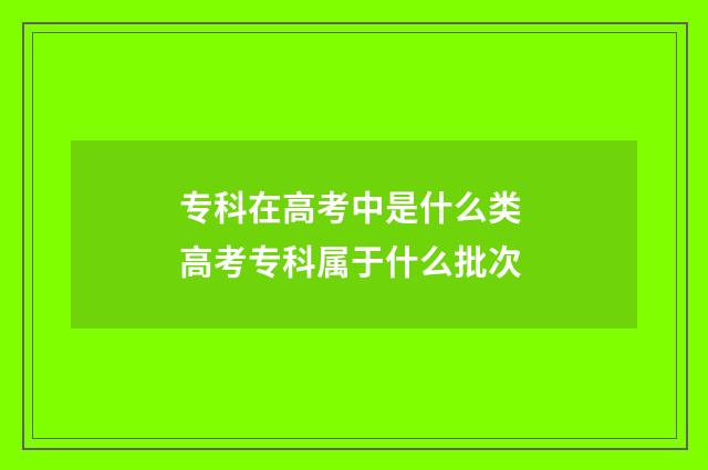 专科在高考中是什么类 高考专科属于什么批次