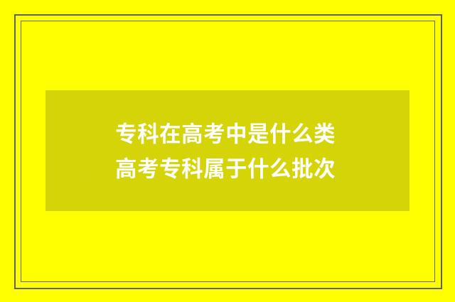 专科在高考中是什么类 高考专科属于什么批次