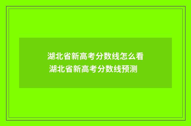 湖北省新高考分数线怎么看 湖北省新高考分数线预测