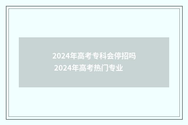 2024年高考专科会停招吗 2024年高考热门专业