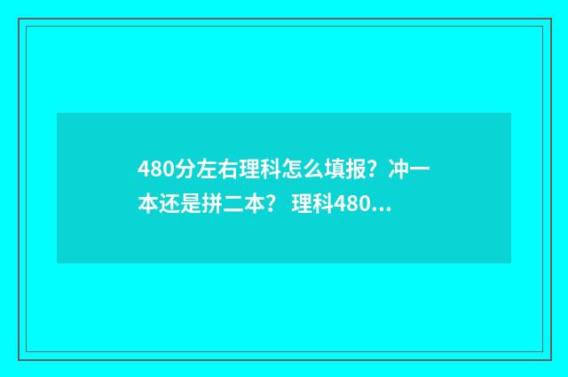 480分左右理科怎么填报？冲一本还是拼二本？ 理科480分能考什么学校