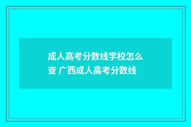 成人高考分数线学校怎么查 广西成人高考分数线
