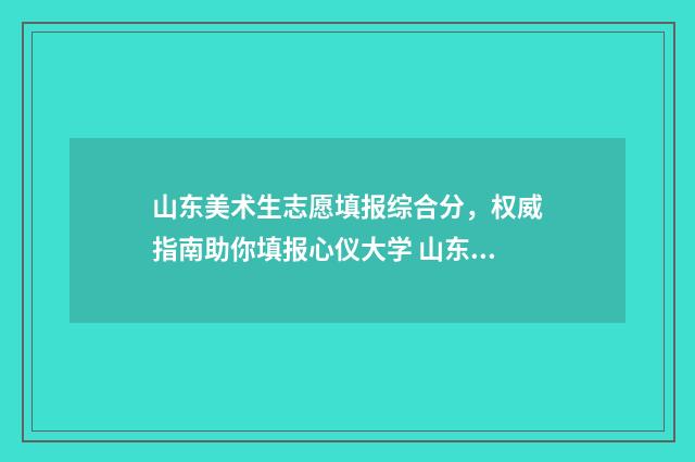 山东美术生志愿填报综合分，权威指南助你填报心仪大学 山东美术生志愿有多少个
