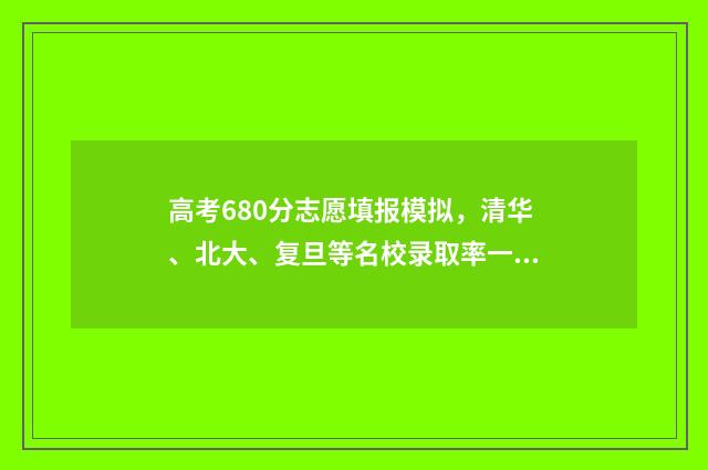 高考680分志愿填报模拟，清华、北大、复旦等名校录取率一览 高考680分意味着什么