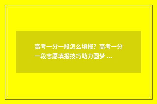 高考一分一段怎么填报？高考一分一段志愿填报技巧助力圆梦 高考一分一段怎样看名次