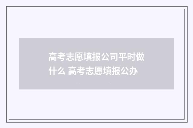高考志愿填报公司平时做什么 高考志愿填报公办