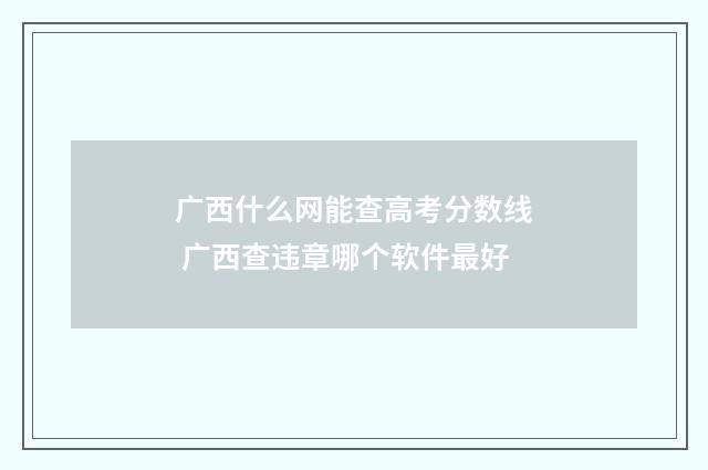 广西什么网能查高考分数线 广西查违章哪个软件最好