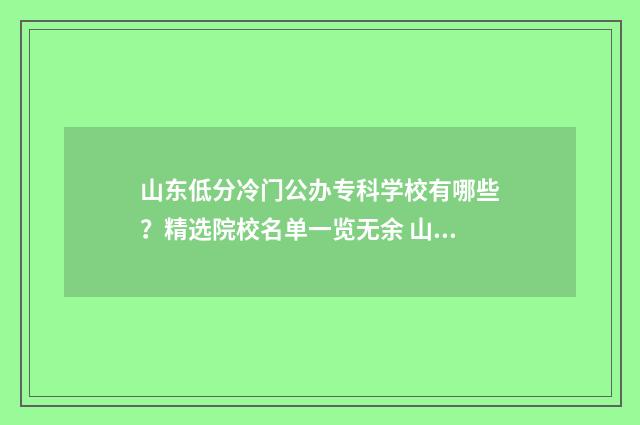 山东低分冷门公办专科学校有哪些？精选院校名单一览无余 山东省分数低的公办二本