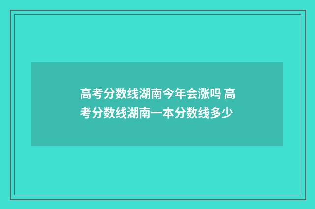 高考分数线湖南今年会涨吗 高考分数线湖南一本分数线多少
