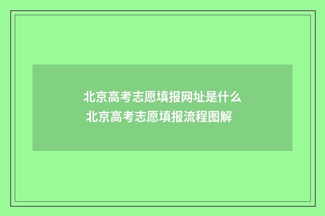 北京高考志愿填报网址是什么 北京高考志愿填报流程图解