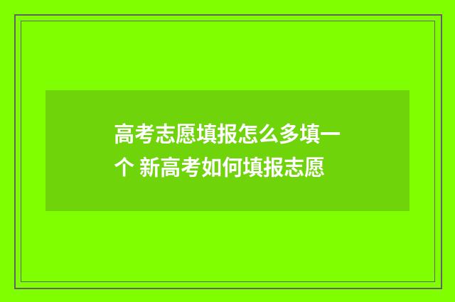 高考志愿填报怎么多填一个 新高考如何填报志愿