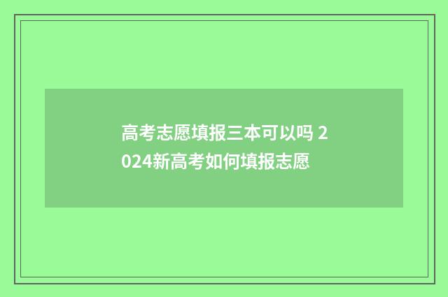 高考志愿填报三本可以吗 2024新高考如何填报志愿