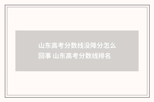 山东高考分数线没降分怎么回事 山东高考分数线排名