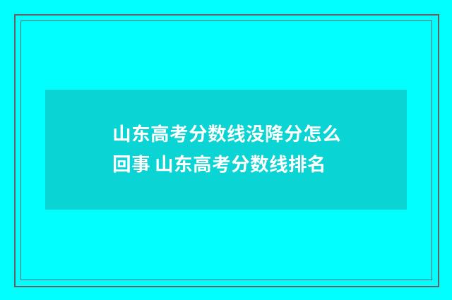 山东高考分数线没降分怎么回事 山东高考分数线排名