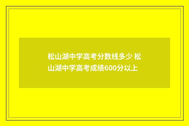 松山湖中学高考分数线多少 松山湖中学高考成绩600分以上