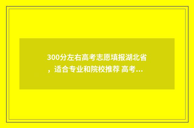 300分左右高考志愿填报湖北省，适合专业和院校推荐 高考分数在300分左右报哪些大学