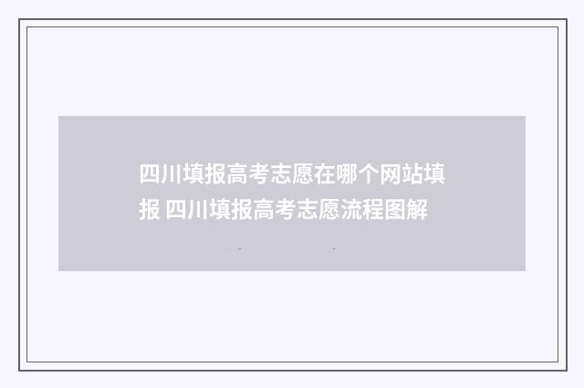 四川填报高考志愿在哪个网站填报 四川填报高考志愿流程图解