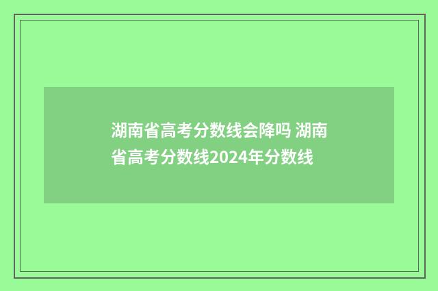 湖南省高考分数线会降吗 湖南省高考分数线2024年分数线