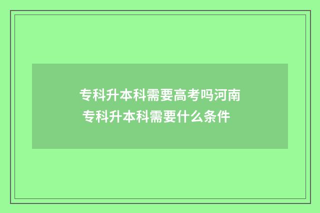 专科升本科需要高考吗河南 专科升本科需要什么条件