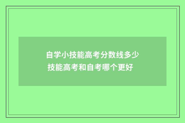 自学小技能高考分数线多少 技能高考和自考哪个更好