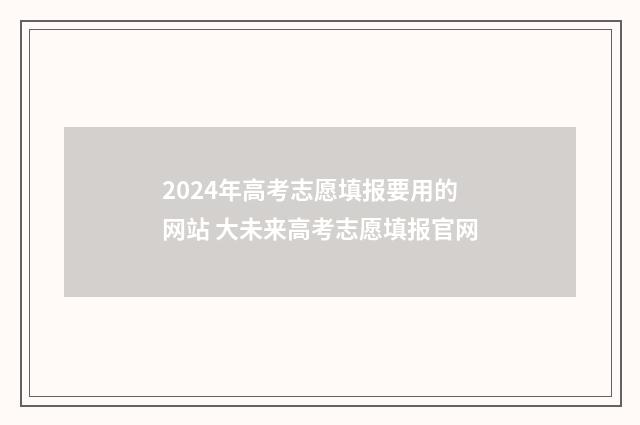 2024年高考志愿填报要用的网站 大未来高考志愿填报官网