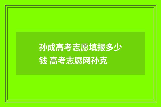 孙成高考志愿填报多少钱 高考志愿网孙克