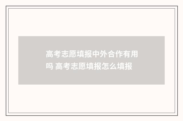 高考志愿填报中外合作有用吗 高考志愿填报怎么填报